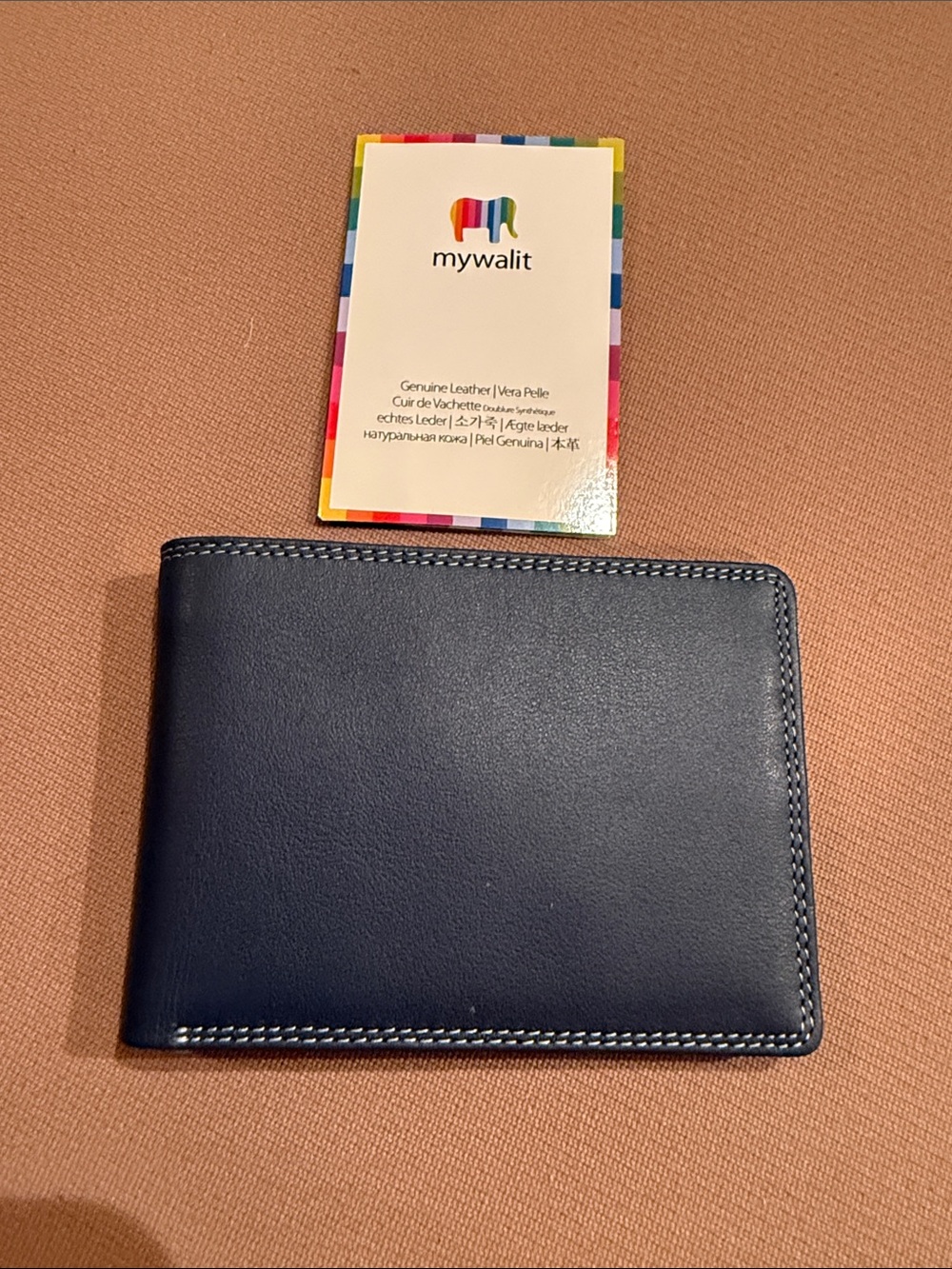 Men's Navy Leather Bifold Card & Key Holder
